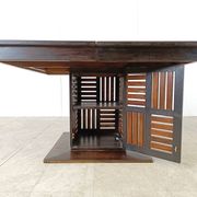 Mid-century bamboo high back dining chairs with table, 1960s