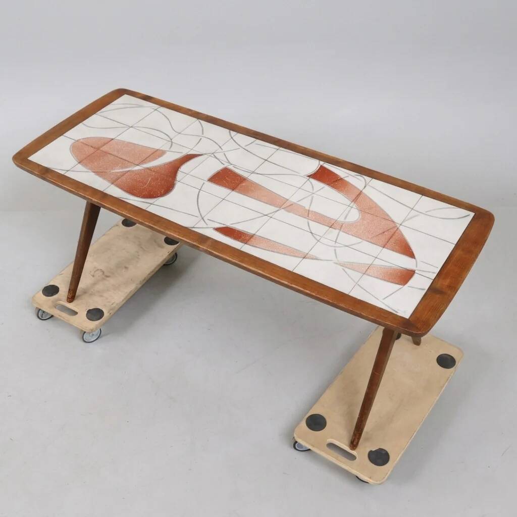 Vintage Scandinavian coffee table with tiled top - Edmund - 1950s