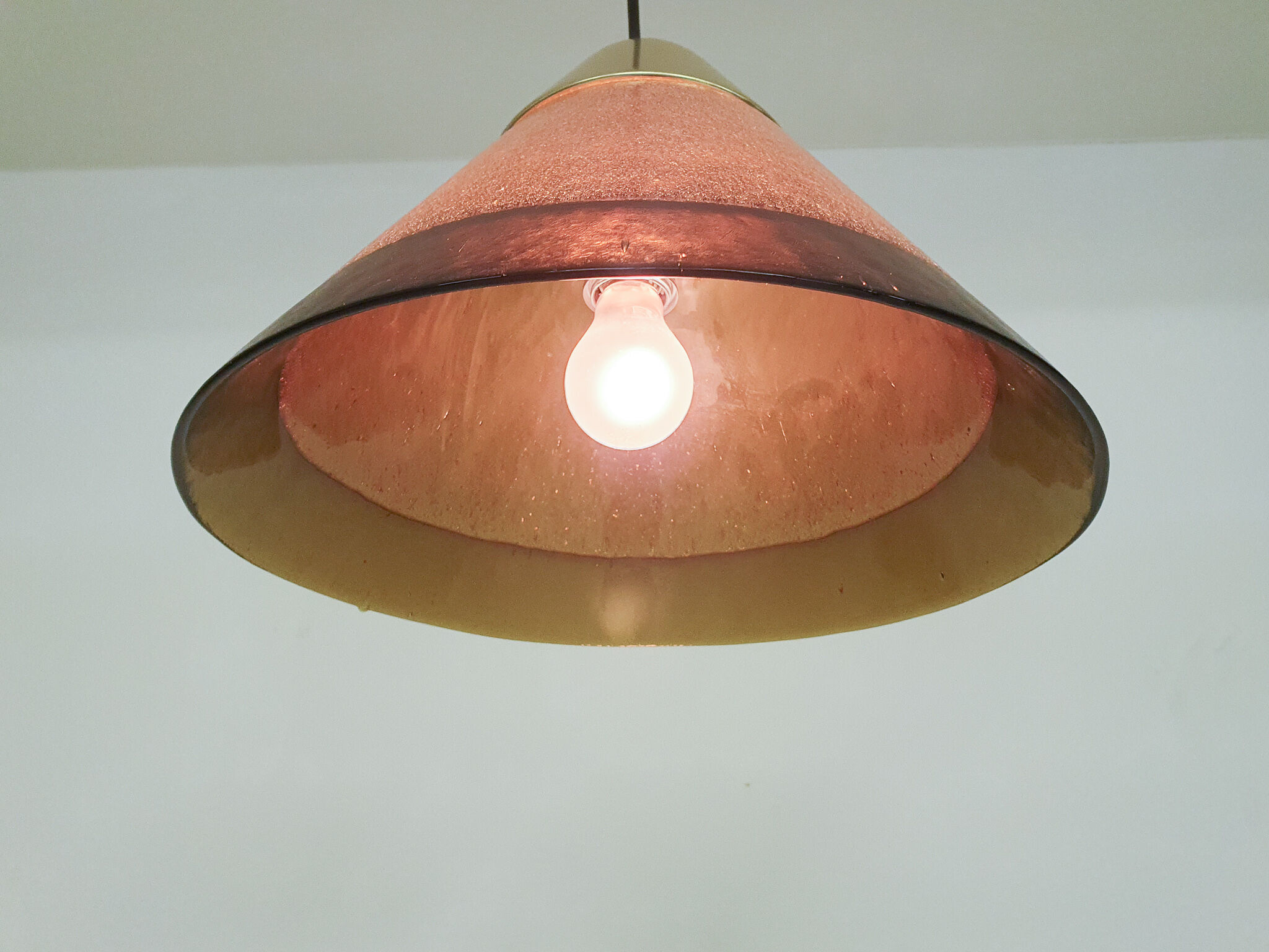 Brown bubble glass pendant light by Peill and Putzler, Germany 1960's