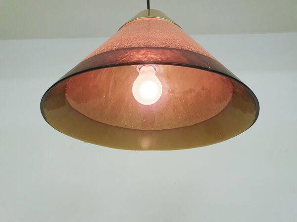 Suspension en verre bulles brun par Peill et Putzler, Allemagne 1960's
