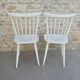 Pair of chairs with bars, wooden, white patina