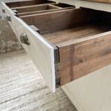 Meuble de métier enfilade patine blanche