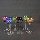 Series of 6 Roemer cut crystal glasses