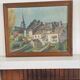 Painting on wood of a countryside village, Creuse