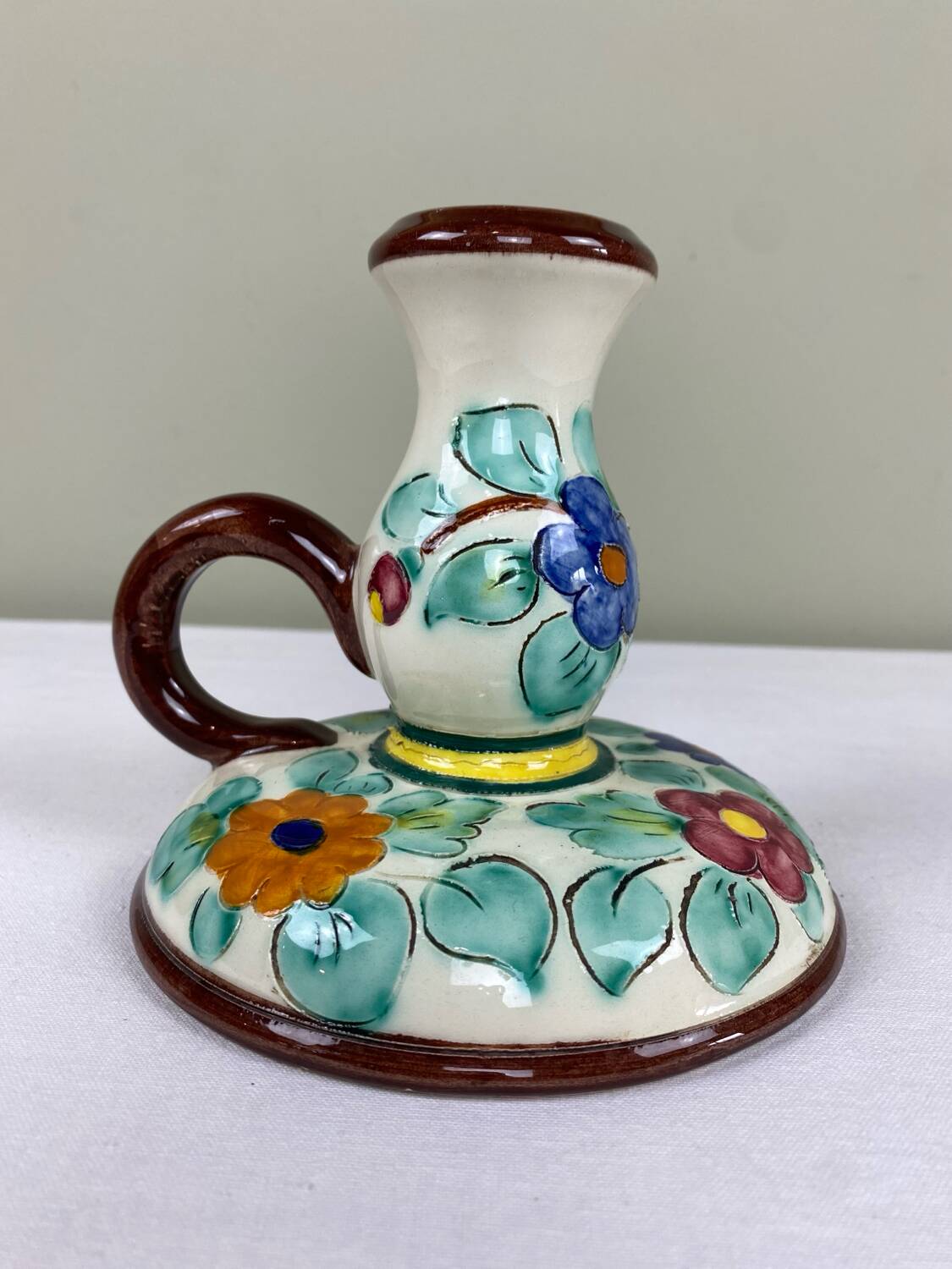 Decorated ceramic candle holder