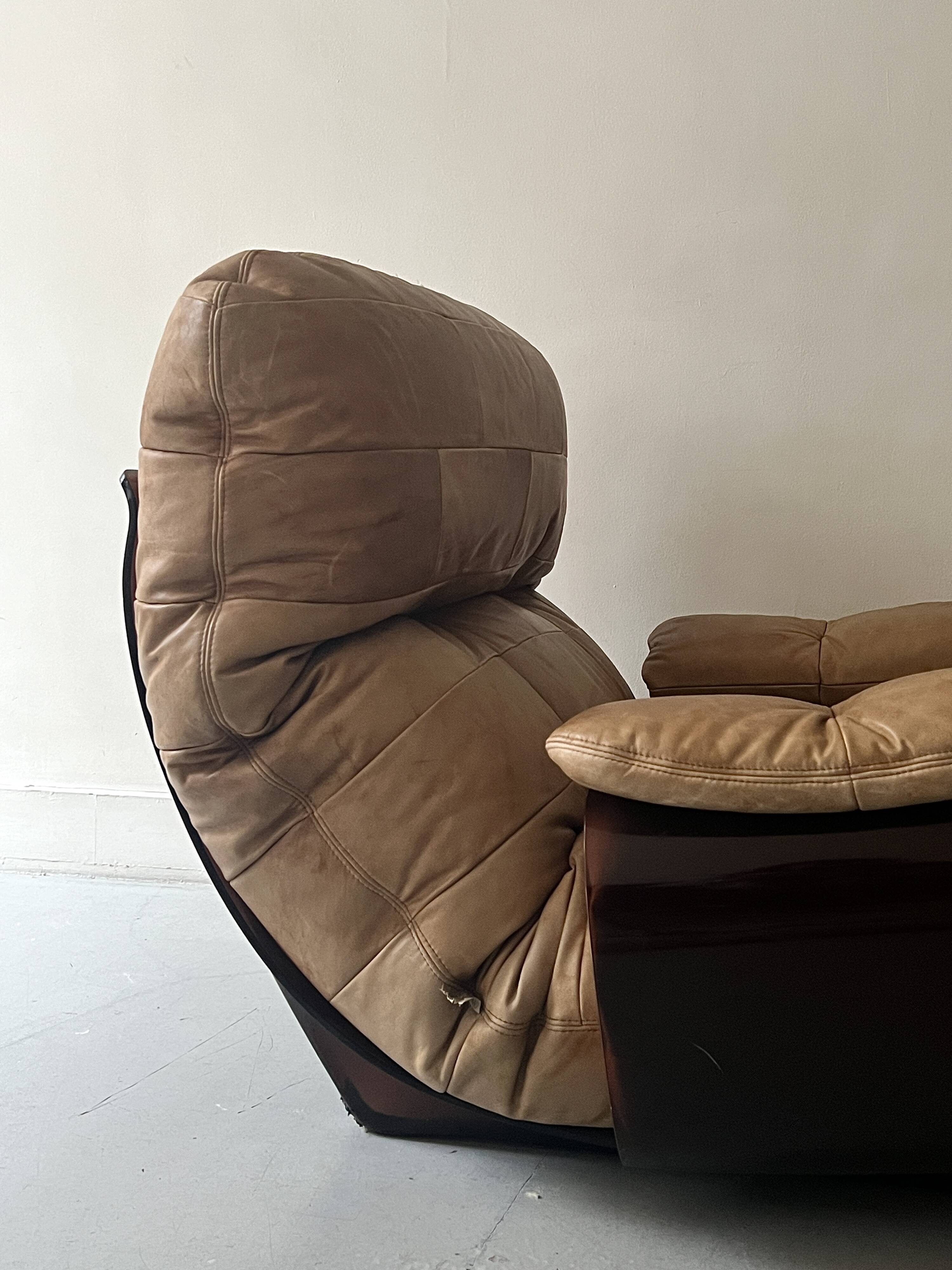 Marsala natural leather armchair by Michel Ducaroy for Ligne Roset, 1970