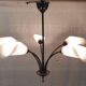 5-light chandelier in metal and opaline - mid-20th century