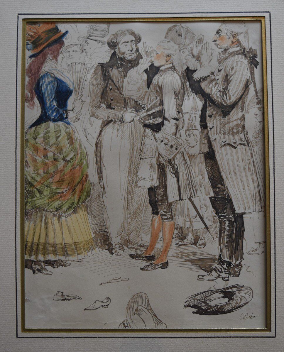 Edouard Detaille (1848-1912) Scène De Carnaval, Aquarelle Signée