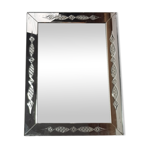 miroir Vénitien en verre taillé 81x68 cm années 50
