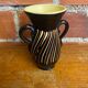 Vase with dwarf handles, black ceramic, vintage decor