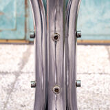 Round table in chromed metal and glass Italia Anni '60