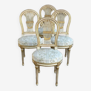 Suite Of Four Louis XVI Style Hot Air Balloon Chairs - Lacquered And Gilded Wood