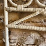 Peacock style white rattan headboard