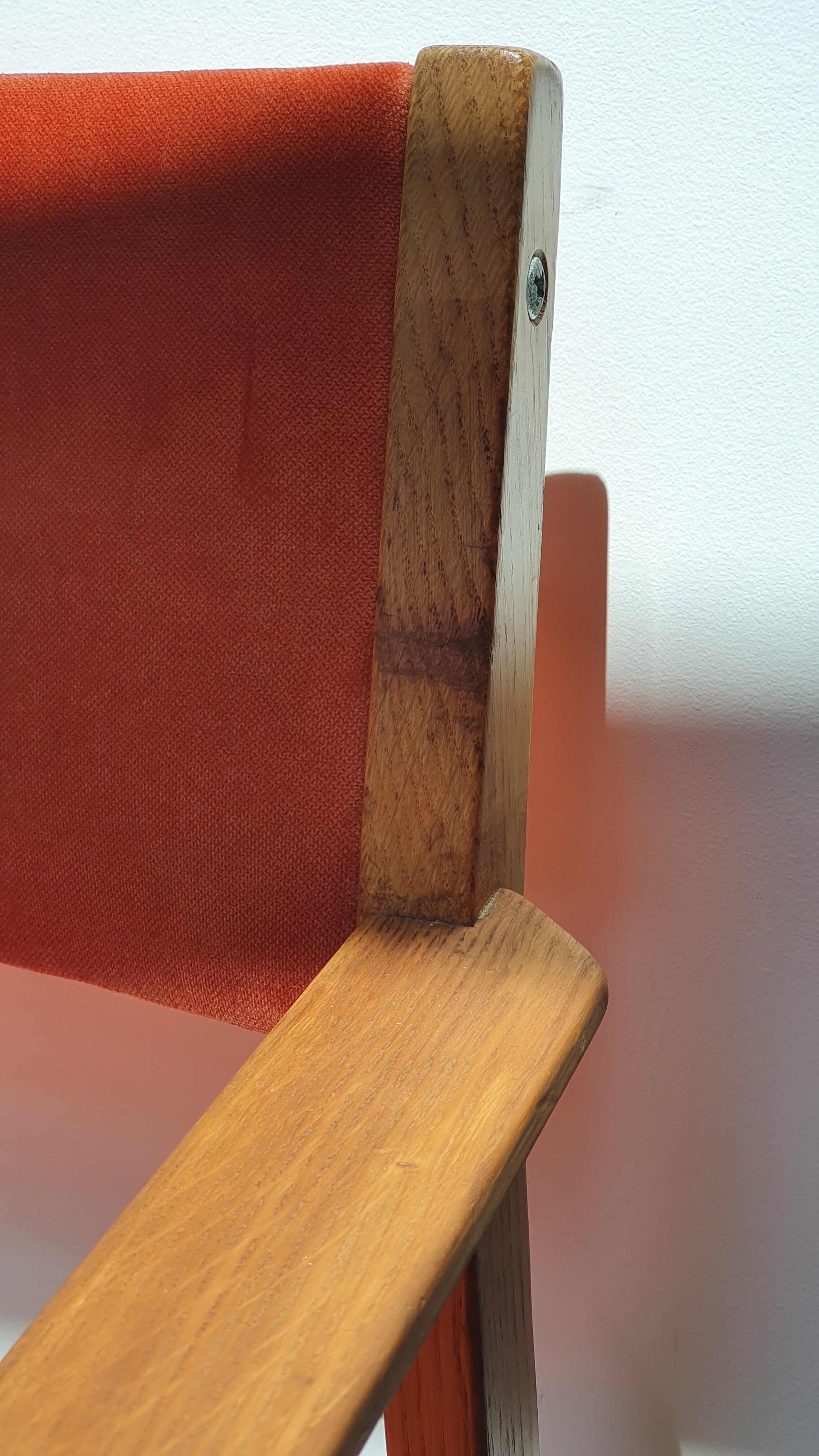 Armchair in solid oak velvet terracota