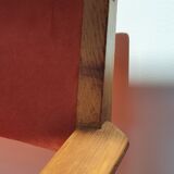 Armchair in solid oak velvet terracota