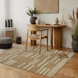 Beige jute rug with white relief 190x290 cm