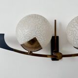 Vintage brass and opaline wall lamp, Arlus, France 1960s