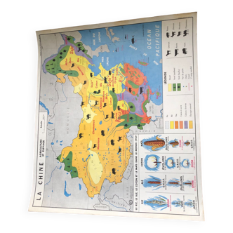 Old school map - Agriculture and livestock China/USSR