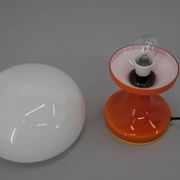 Space Age Orange and White Glass Mushroom Table Lamp by Valašské Meziříčí,