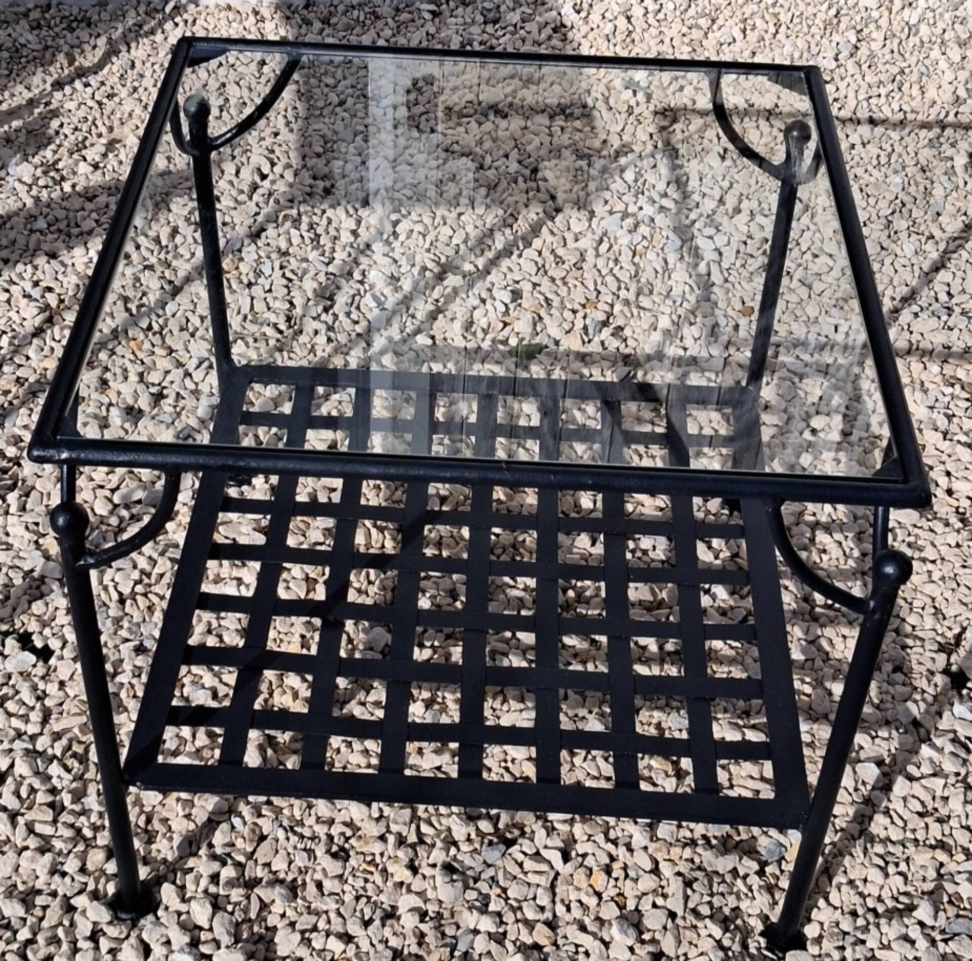 Wrought Iron Coffee Table with Glass Top
