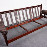 Canapé en palissandre et cuir de veau des années 60, rodeio par jean gillon, 1968