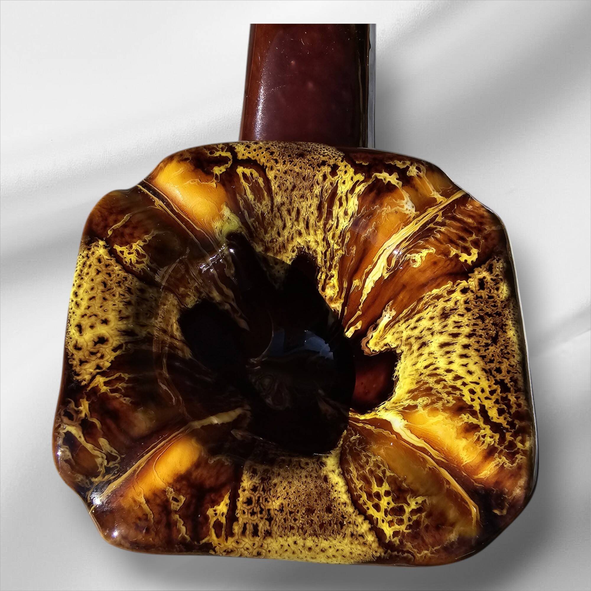 Vallauris majolica ashtray, pipe-shaped ashtray, 1950s