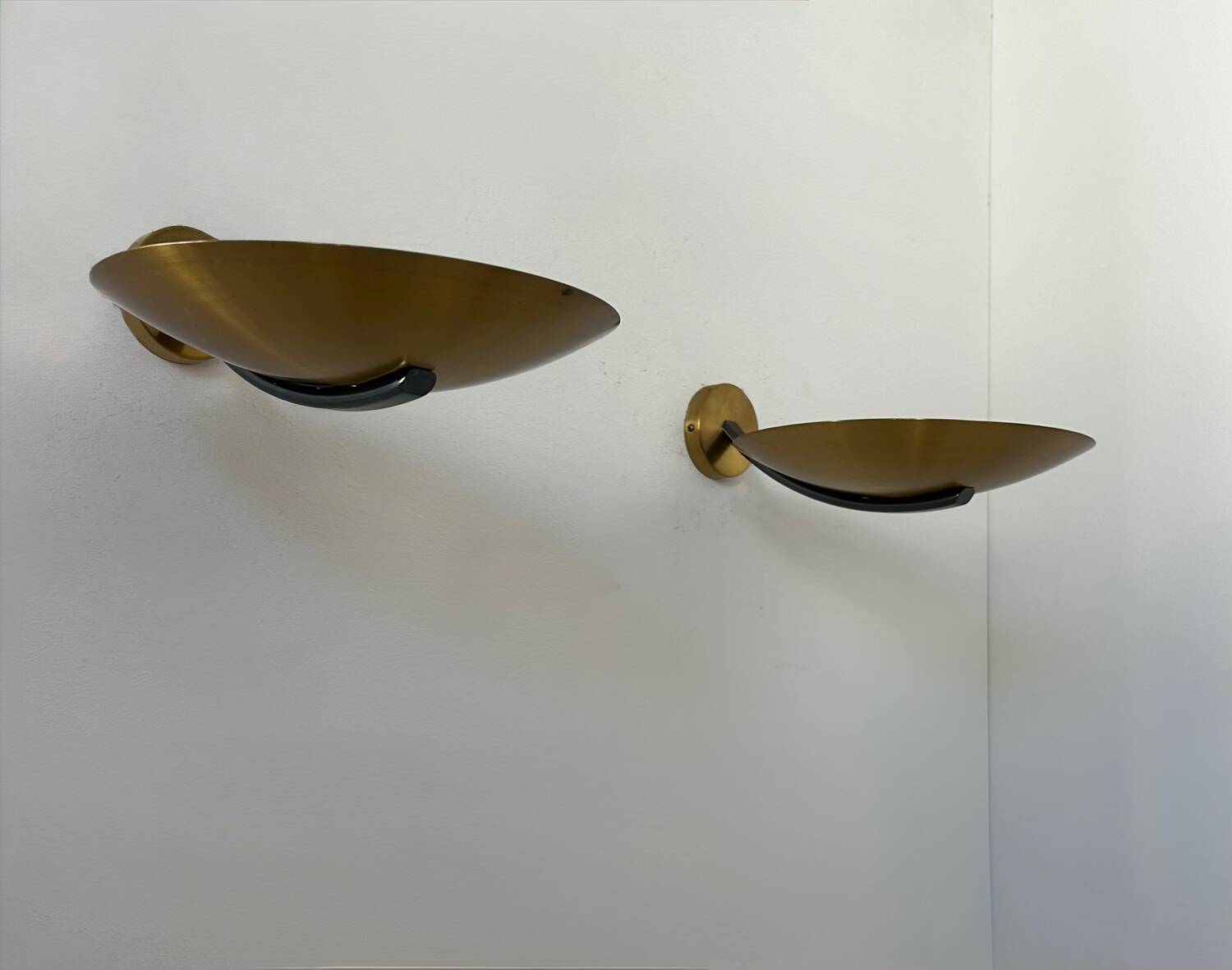 Pair of vintage brass wall lights, France 1970