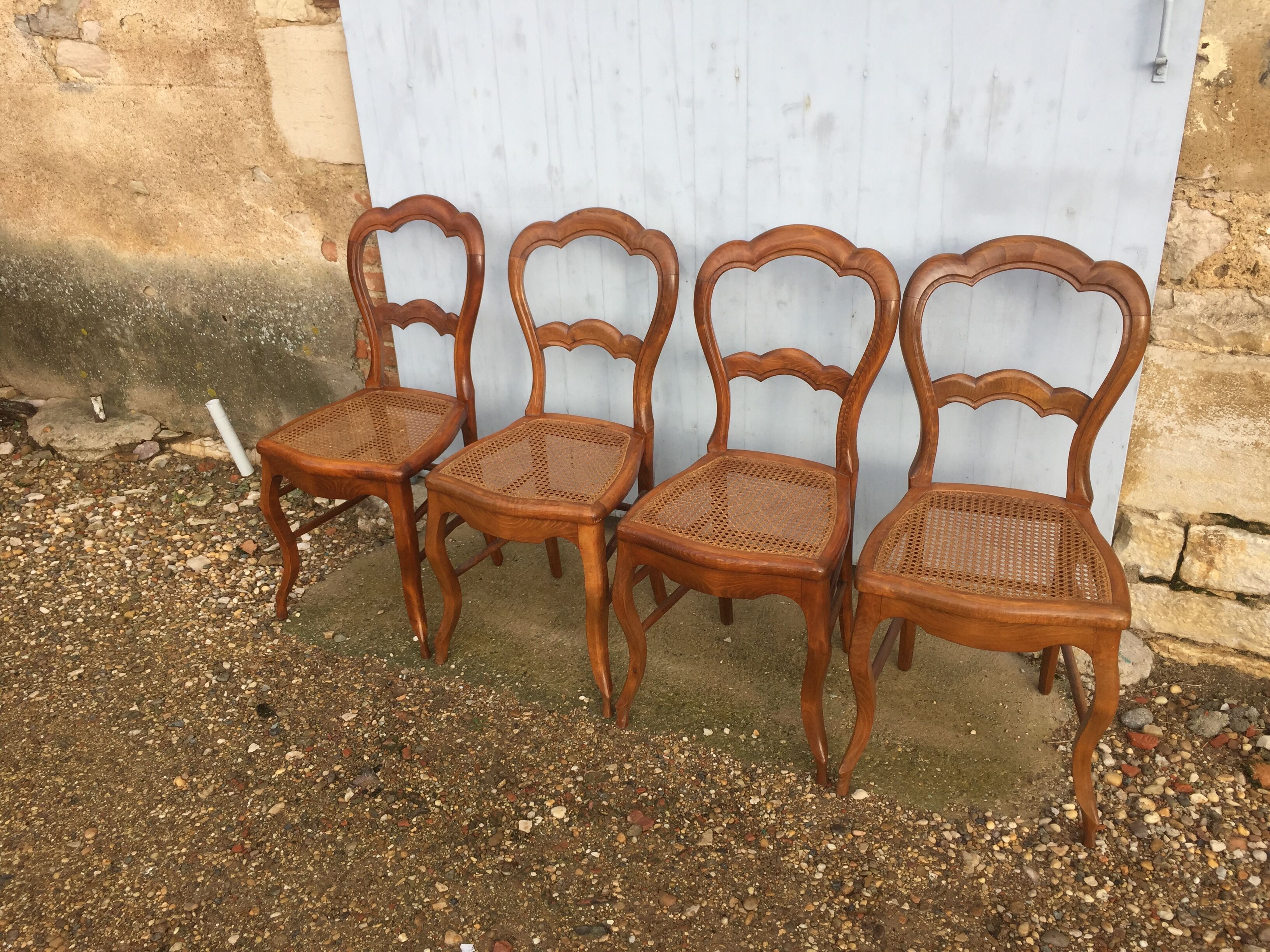 Set 4 chairs louis Philippe in caning