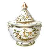 Covered candy jar signed M Malicorne, Moustiers decor