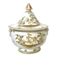 Covered candy jar signed M Malicorne, Moustiers decor