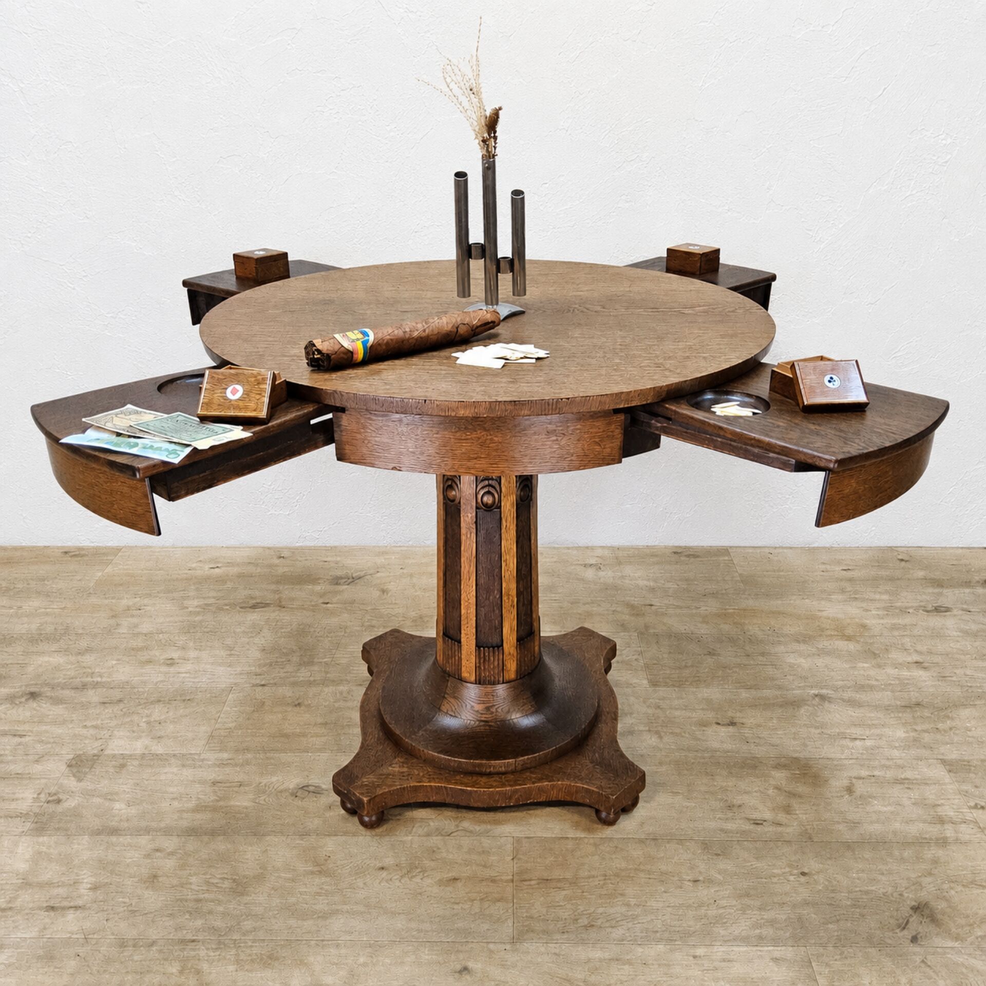 Antique oak Art Deco games table / card table