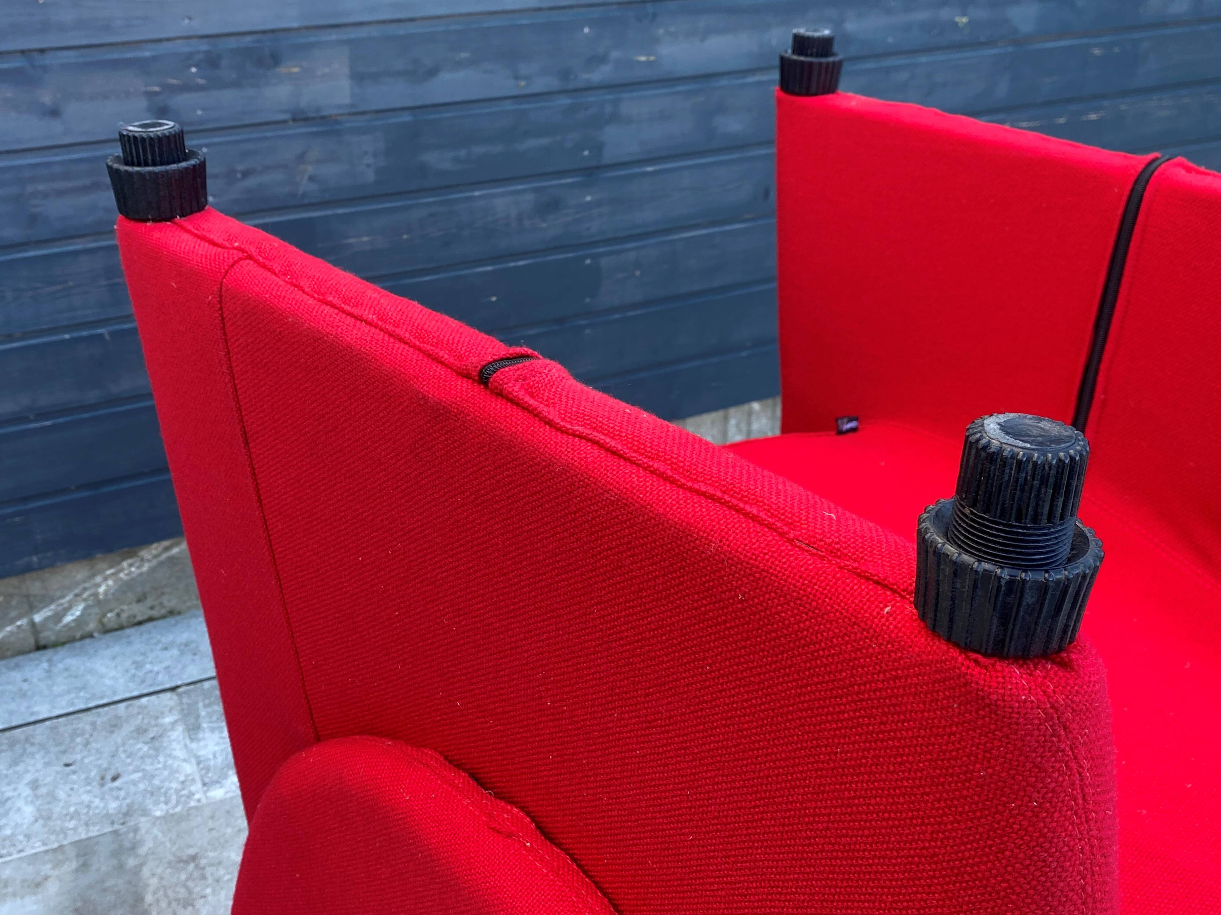 Sitland red fabric and foam armchairs, 1970s