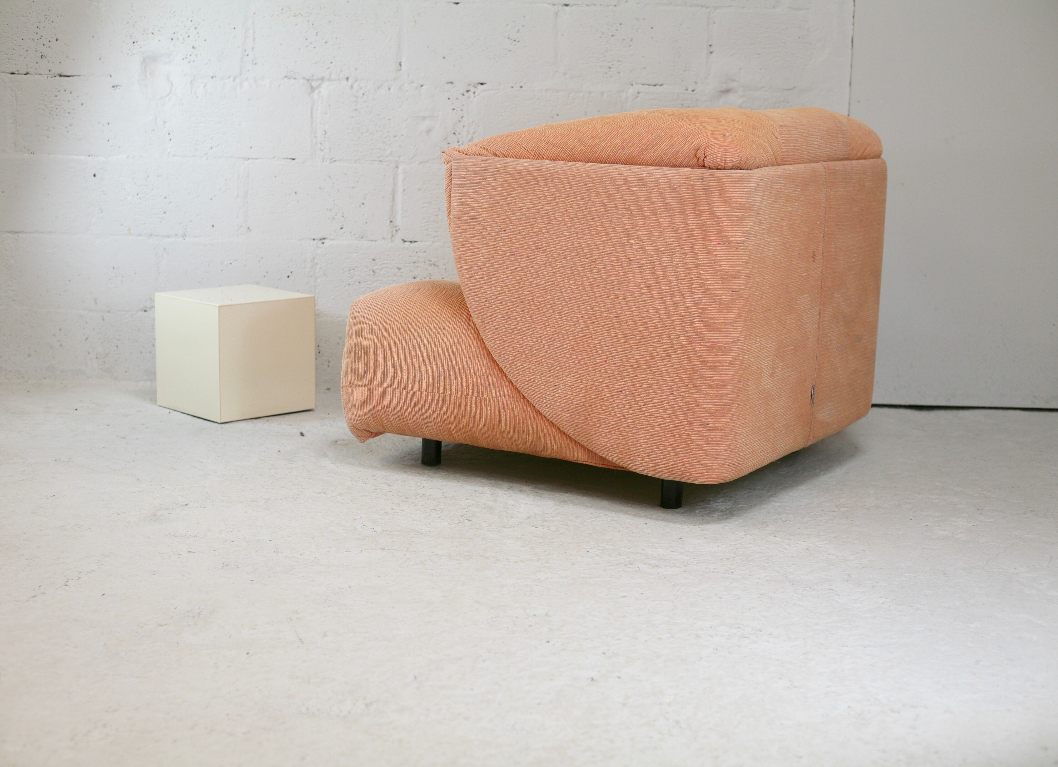 Armchair Ligne Roset, pastel orange color, France, circa 1990
