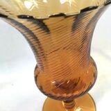 Vase glass glass yellow cut vintage streak