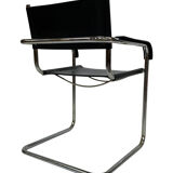 Set of 4 bauhaus cantilever chairs black leather and chrome design