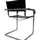 Set of 4 bauhaus cantilever chairs black leather and chrome design