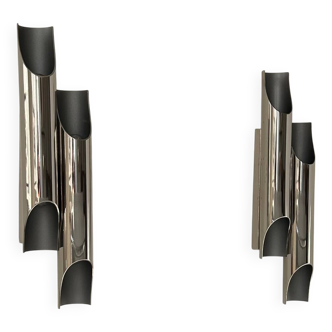 Pair of vintage double wall lights in chrome metal by Delightfull Galiano