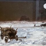 Very large oil on panel signed and dated lower right