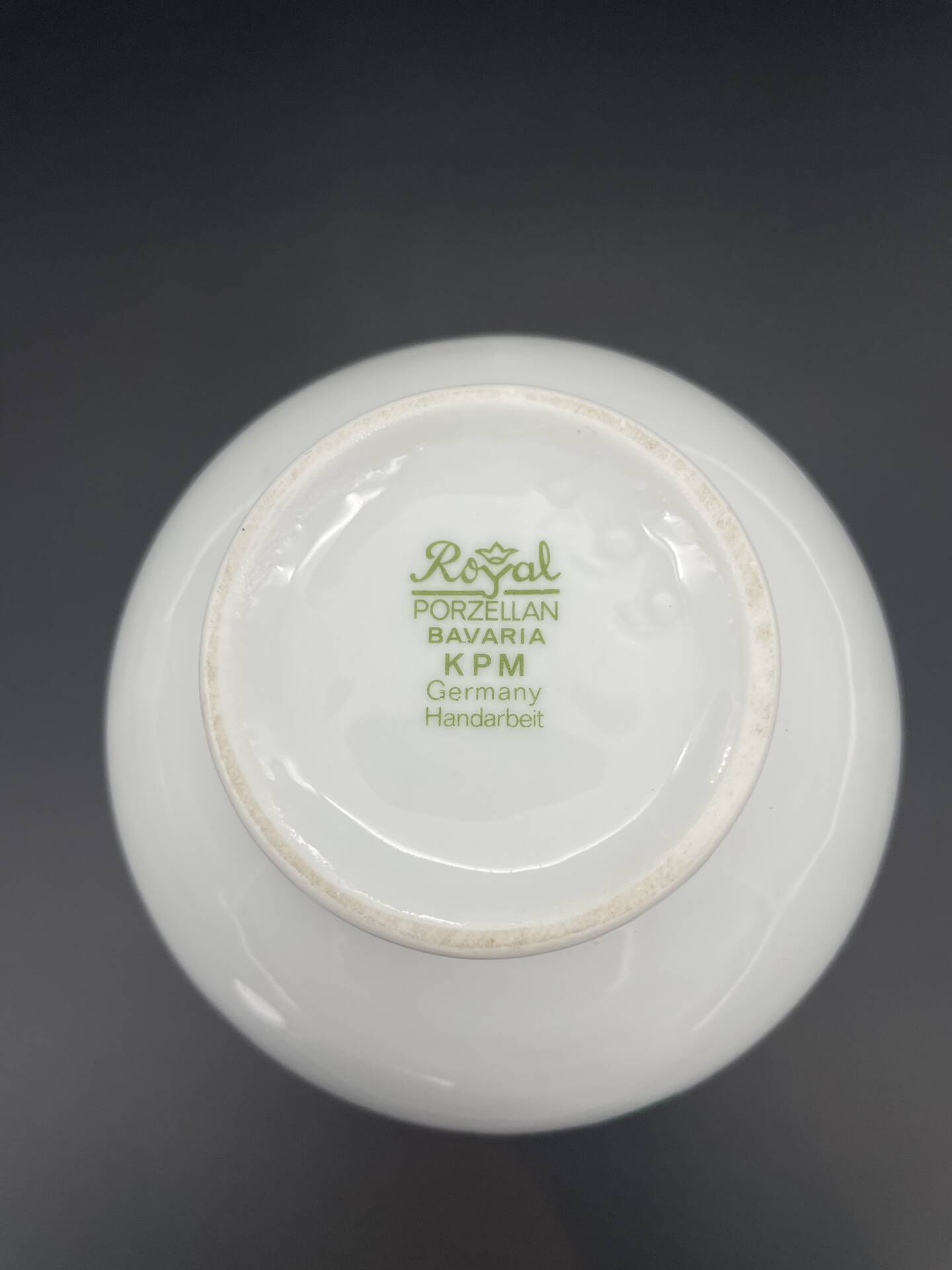 Large vase Royal Porcelain Bavaria with green flowers, 1960s.