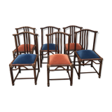 6 bamboo leather chairs 1980