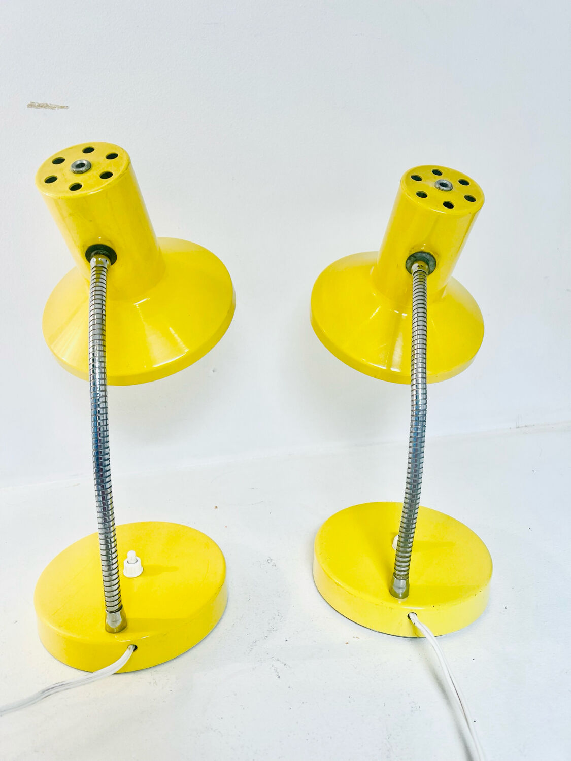 Pair of vintage yellow desk lamps, 1970s