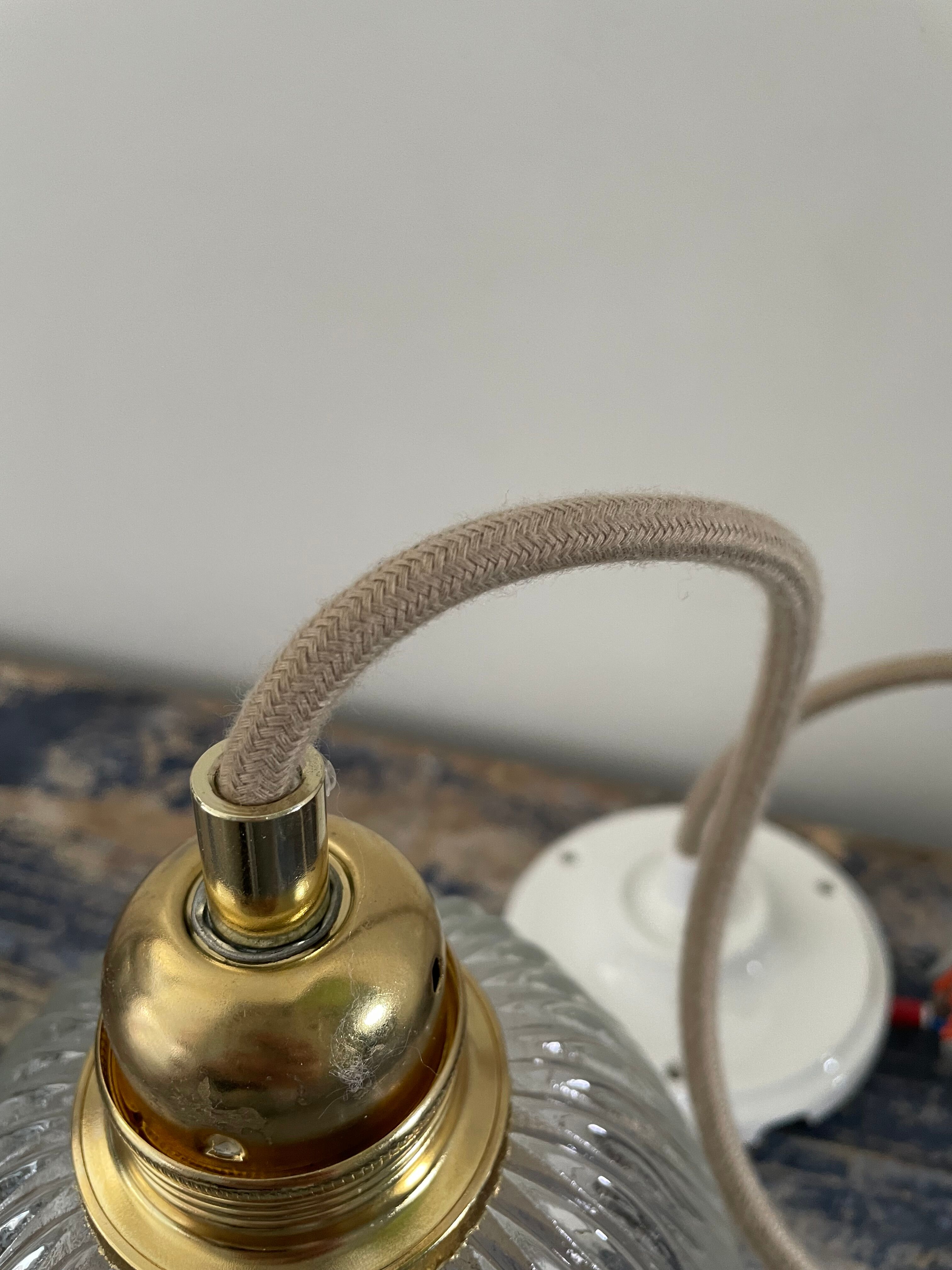 Vintage holophane glass pendant lamp