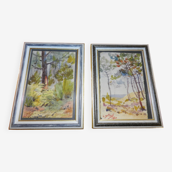 Lot de 2 petites aquarelles de C.Duffaud de 1920