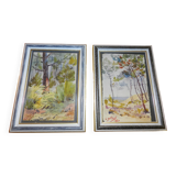 Lot of 2 small watercolors by C.Duffaud from 1920