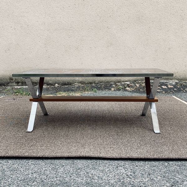 Table basse céramique et acier 1970