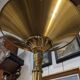 Louis XV floor lamp with bronze reflector by Lucien Gau