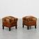 Pair Art Deco walnut stools with original velvet upholstery, Italy 1920s