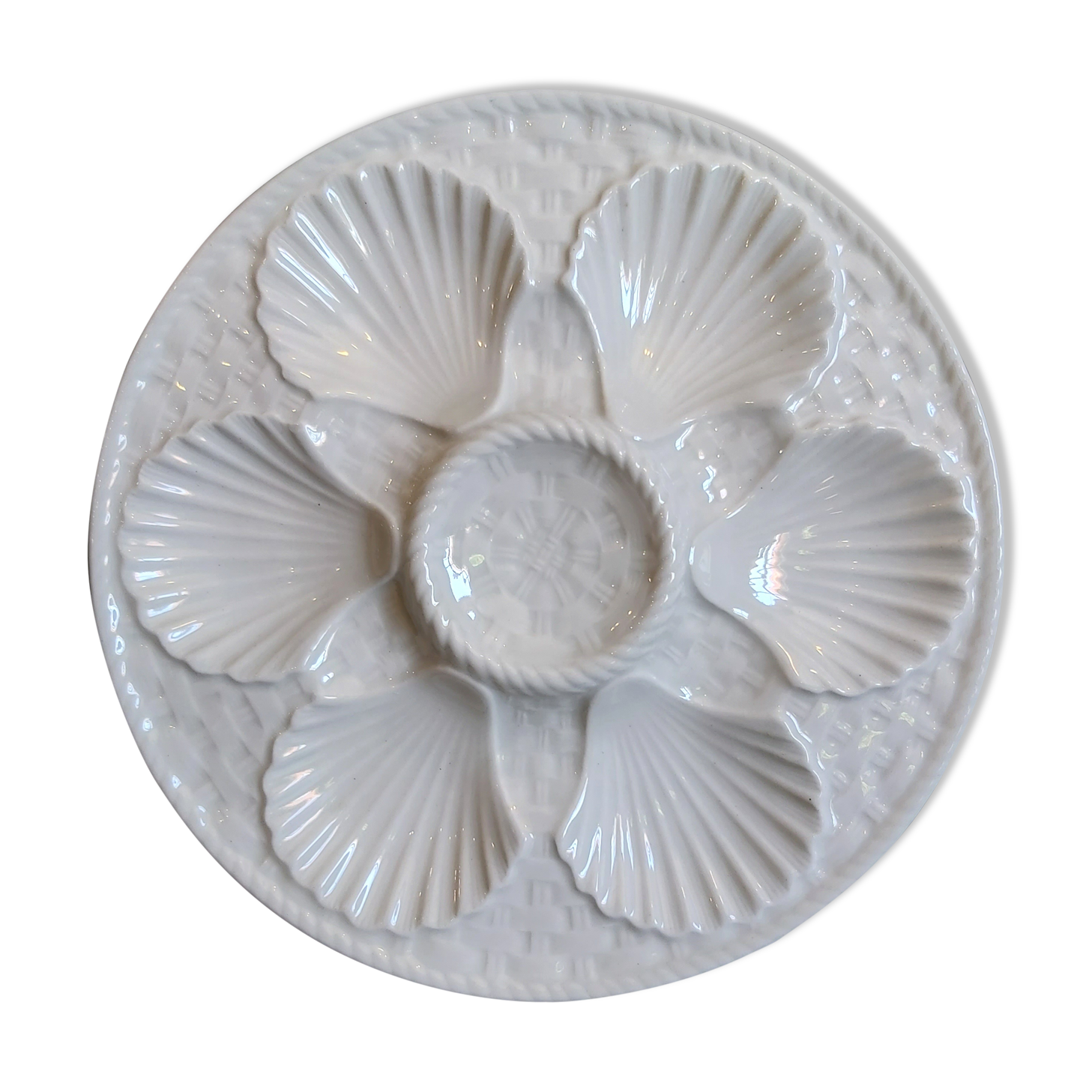 Vintage French oyster plate in majolica from Longchamp
