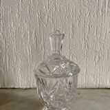 Vintage chiseled glass candy dish