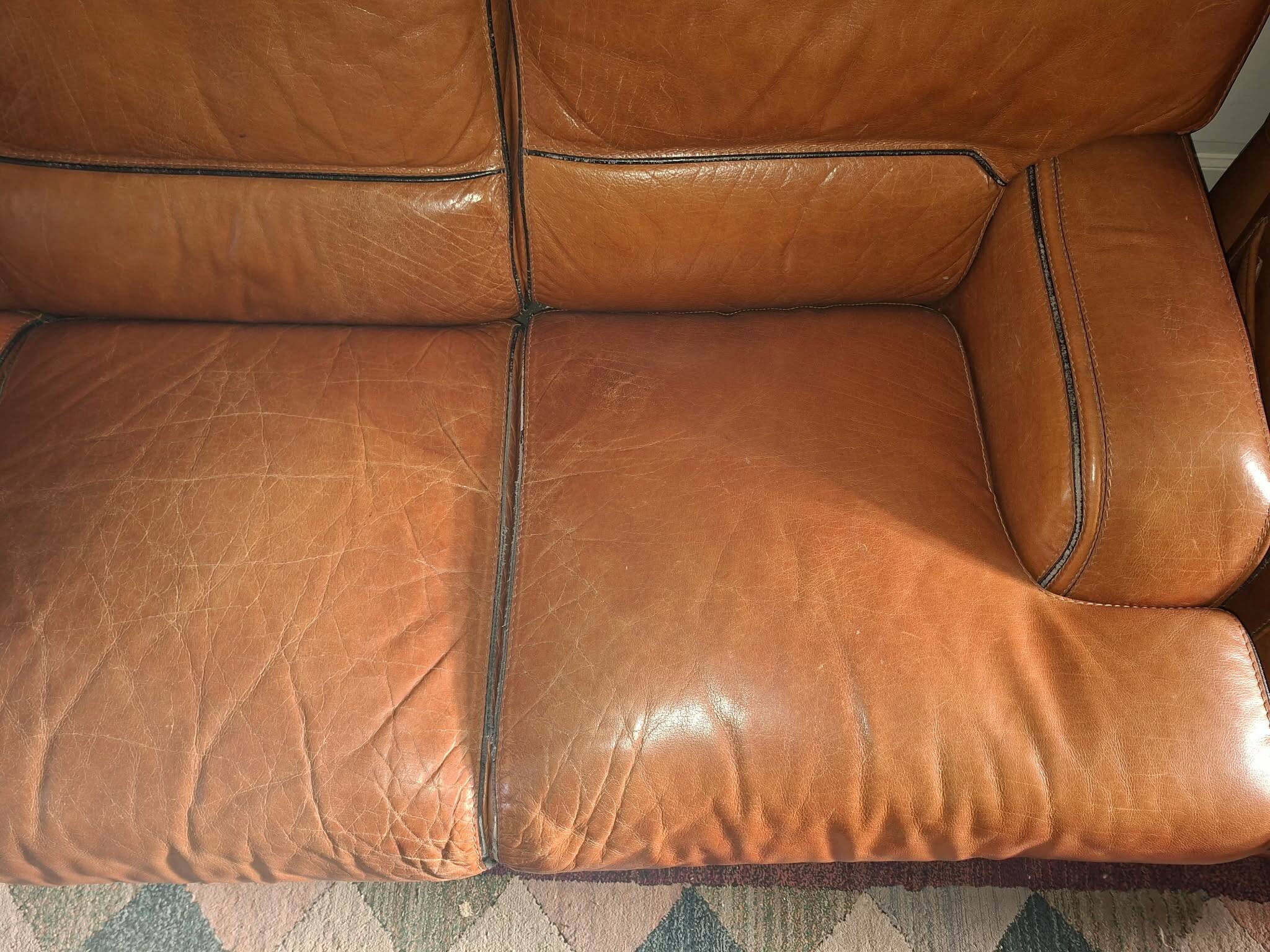 Brown leather sofa